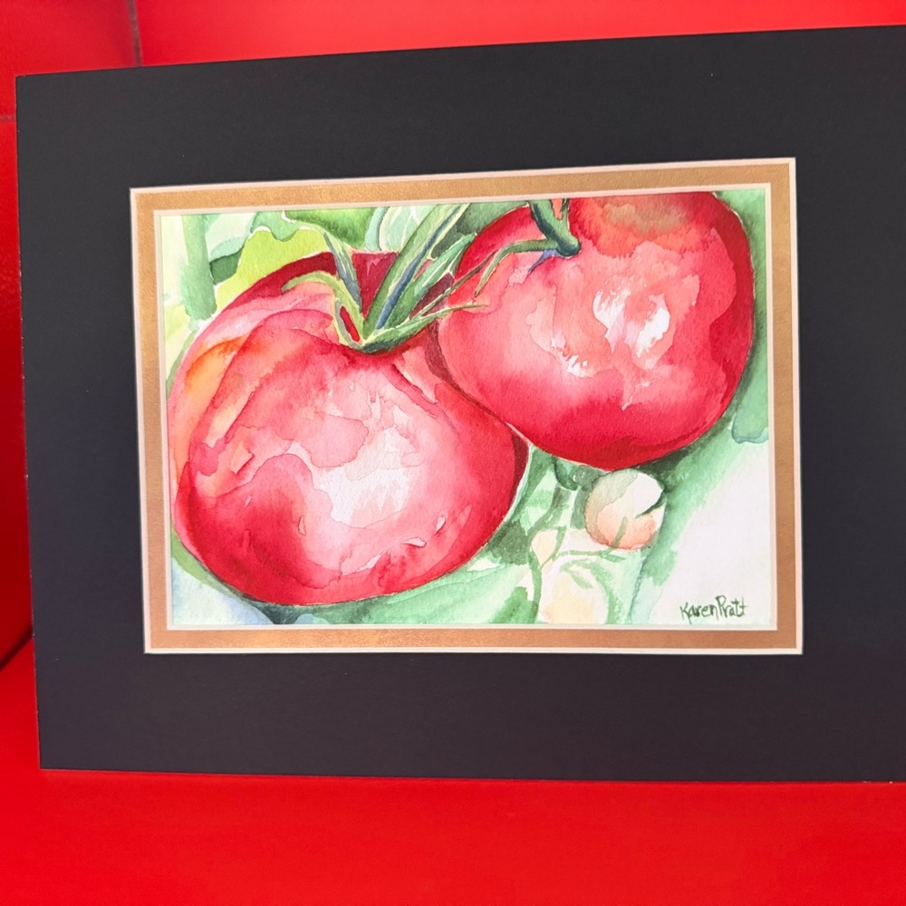 Vibrant Tomato Watercolor Art by